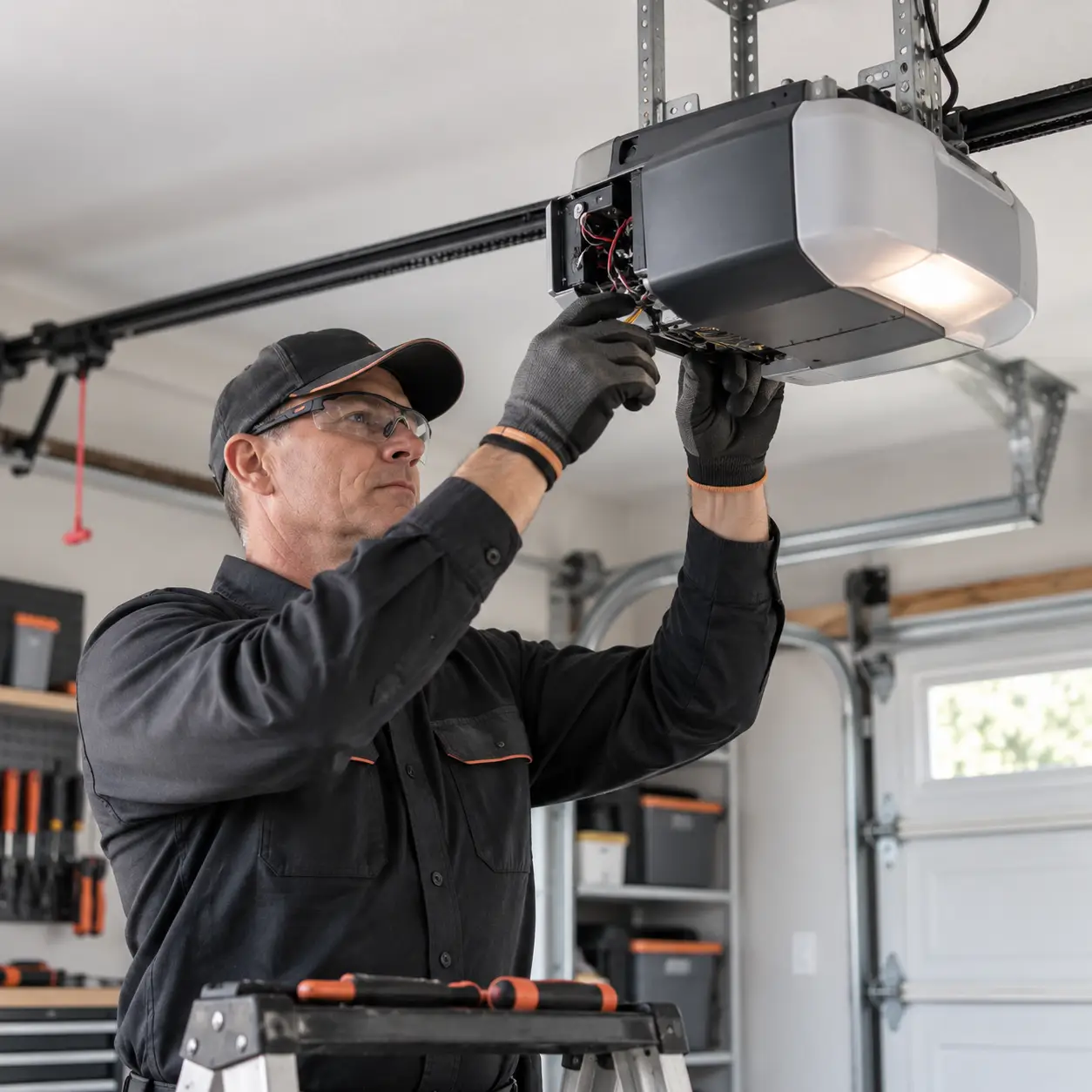 Garage door opener motor and drive system inspection in South Houston TX
