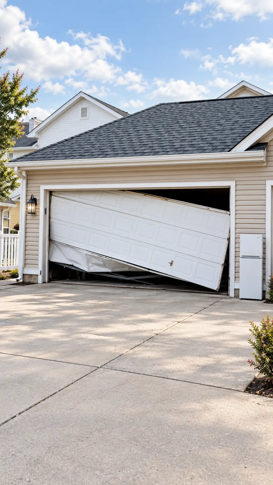 Garage door stuck closed during emergency repair evaluation