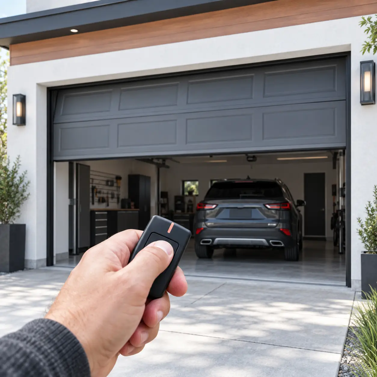 Garage door remaining open while its closing path and safety components are evaluated