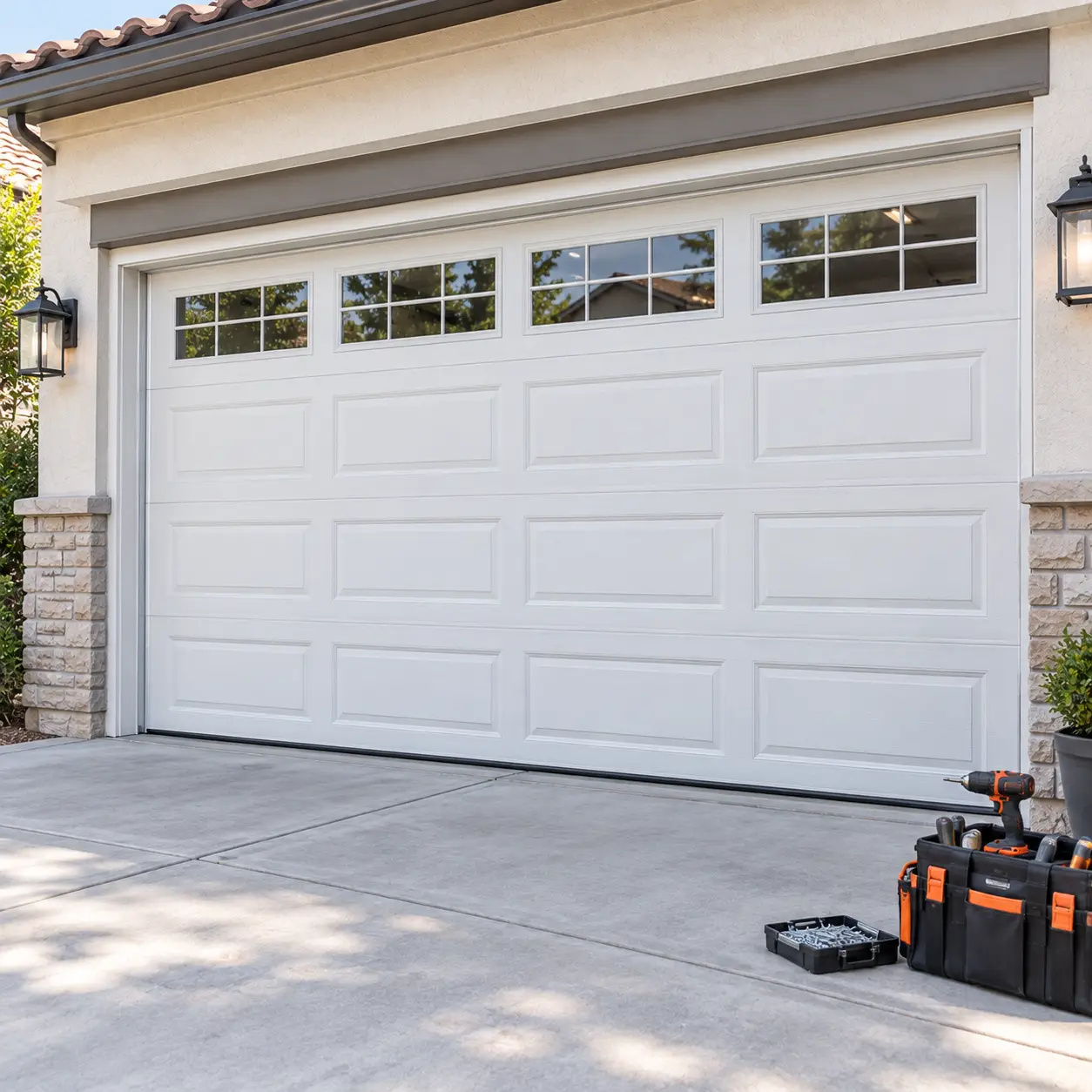 Repaired garage door operating correctly after service in South Houston TX