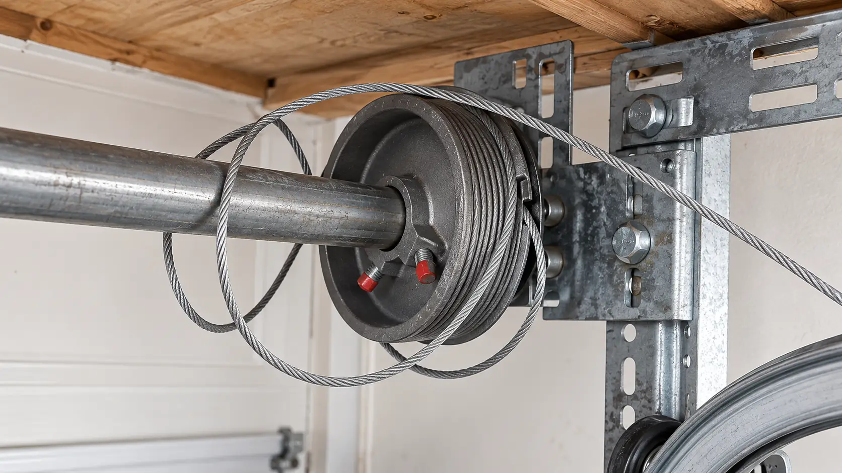Garage door lift cable displaced from its cable drum
