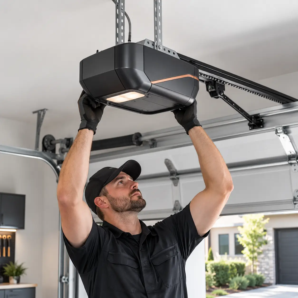 Garage door opener motor rail sensors and drive system in South Houston TX