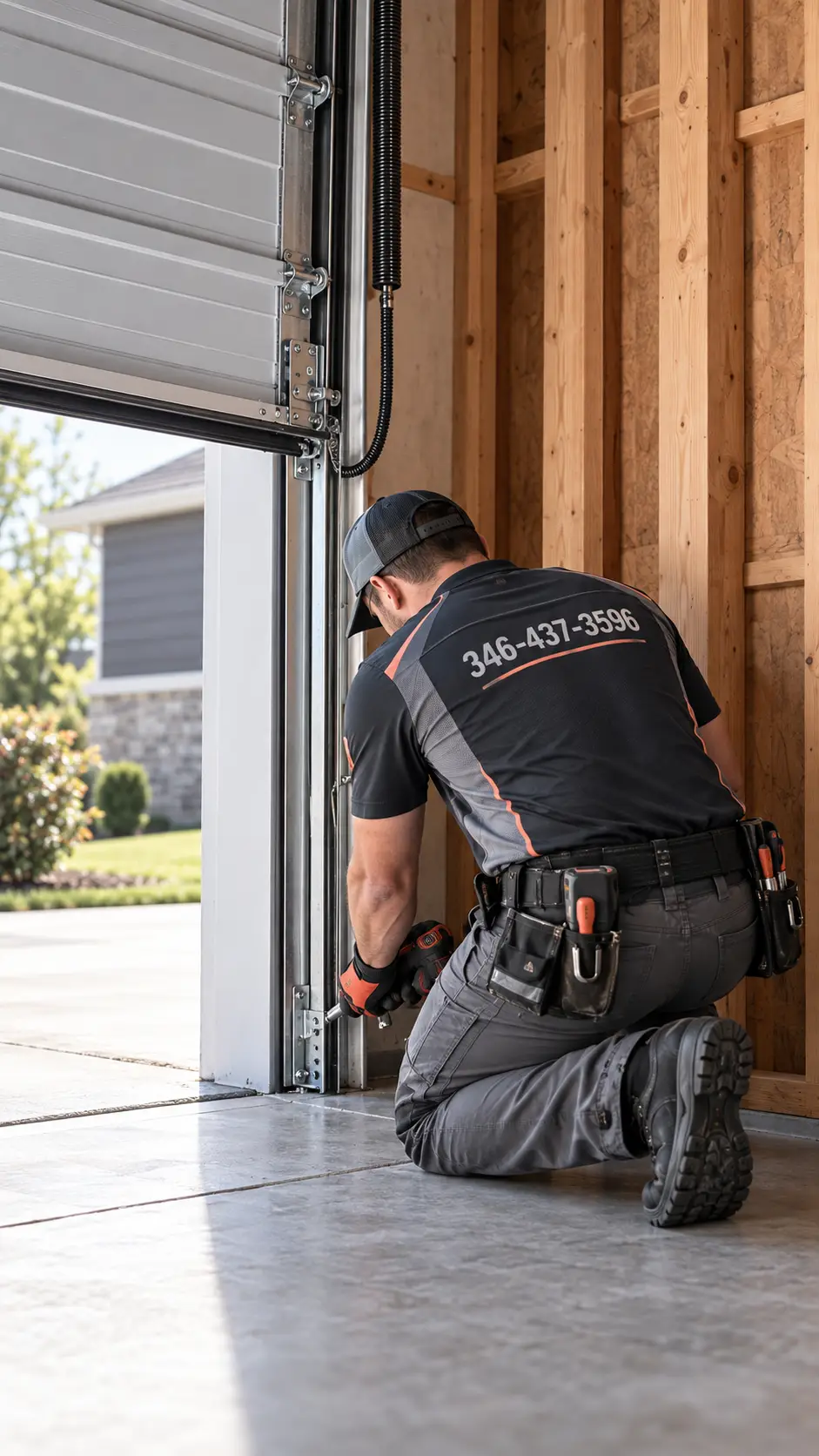 Garage door photo-eye safety sensor inspection in South Houston TX