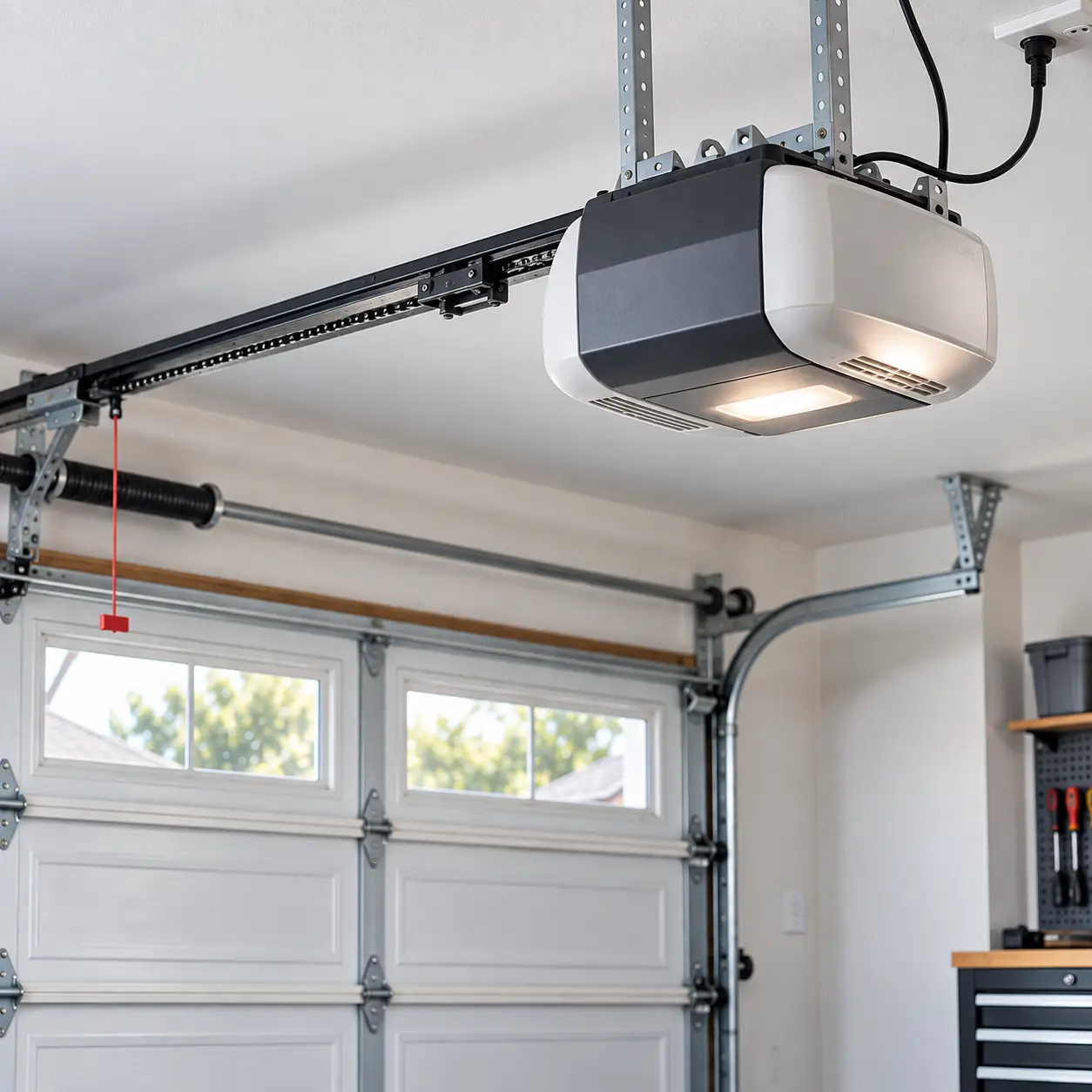 Repaired garage door operating correctly after service in South Houston TX